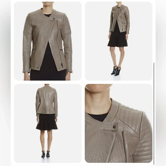 Saba Erica Biker Leather Jacket Size 6 - Picture 2 of 6